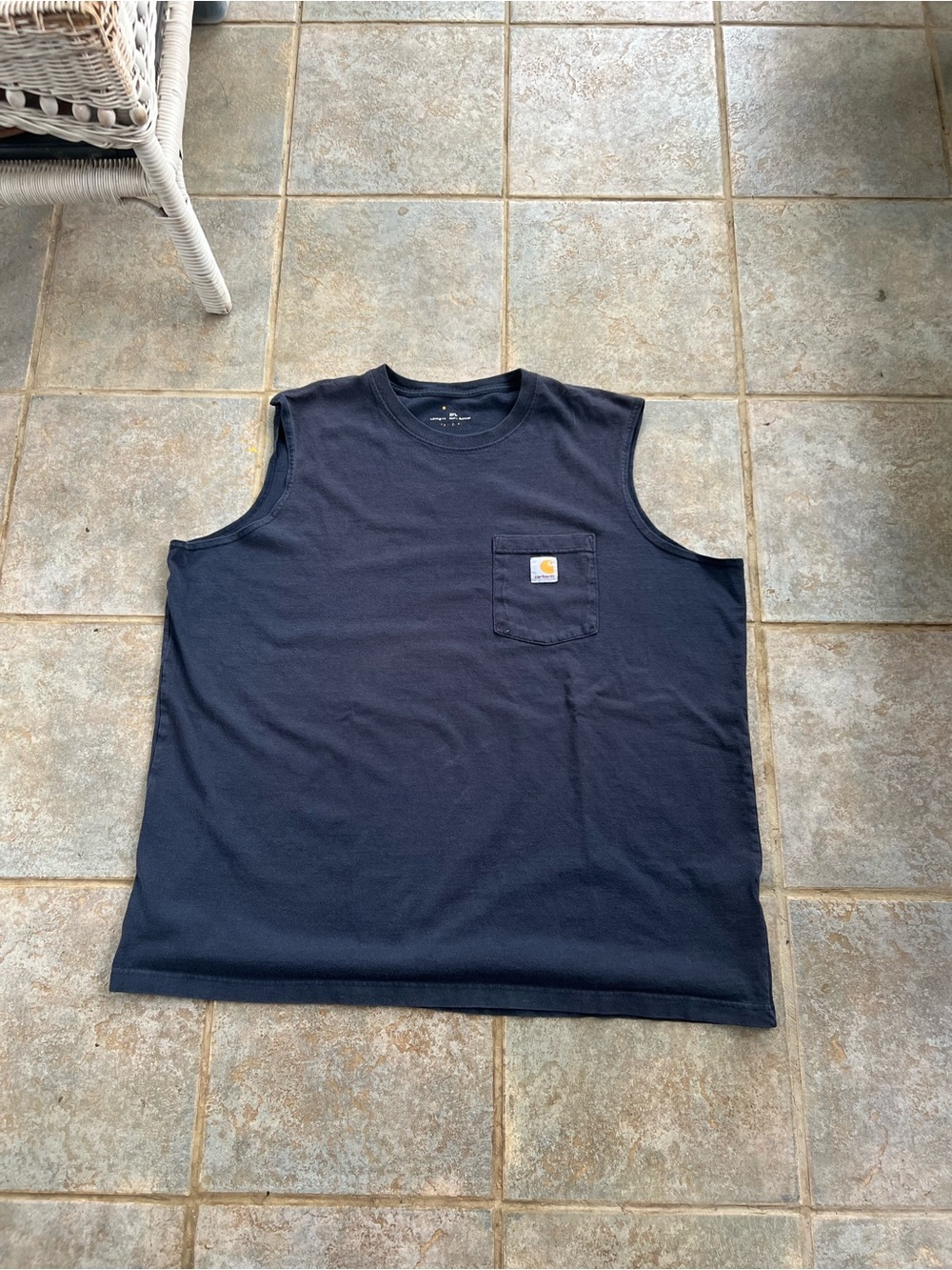 Carhartt Sleeveless Pocket T-Shirt Men's Size 2XL Faded Black Relaxed Fit